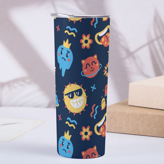 Cute Cartoon Faces Scatter Pattern - Custom 20OZ Straight Cup With Sliding Lid