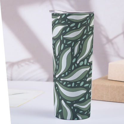 Green Tropical Leaf Pattern - Custom 20OZ Straight Cup With Sliding Lid