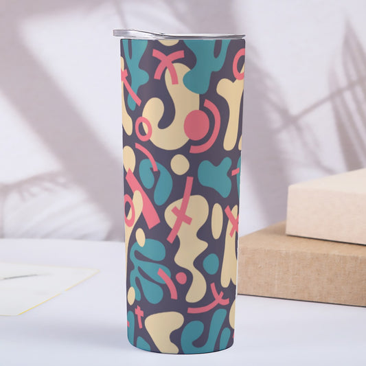 Abstract Retro Shapes Pattern - Custom 20OZ Straight Cup With Sliding Lid