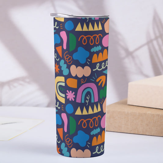 Whimsical Shapes Pattern - Custom 20OZ Straight Cup With Sliding Lid