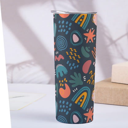 Dark Abstract Nature Motifs Pattern - Custom 20OZ Straight Cup With Sliding Lid