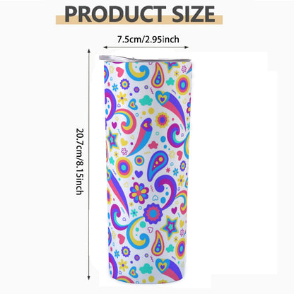 Rainbow Paisley Flower Pattern - Custom 20OZ Straight Cup With Sliding Lid