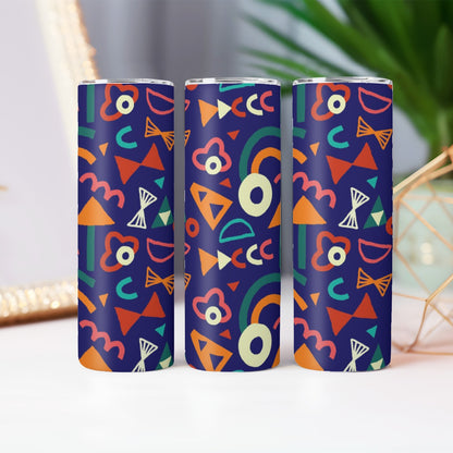 Nineties Geometric Fun Shapes - Custom 20OZ Straight Cup With Sliding Lid