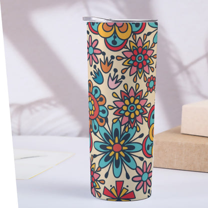 Colorful Boho Flower Garden Pattern - Custom 20OZ Straight Cup With Sliding Lid