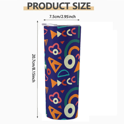 Nineties Geometric Fun Shapes - Custom 20OZ Straight Cup With Sliding Lid
