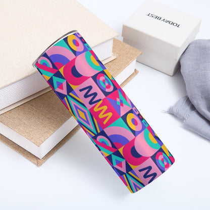 Bold Geometric Memphis Style Pattern - Custom 20OZ Straight Cup With Sliding Lid