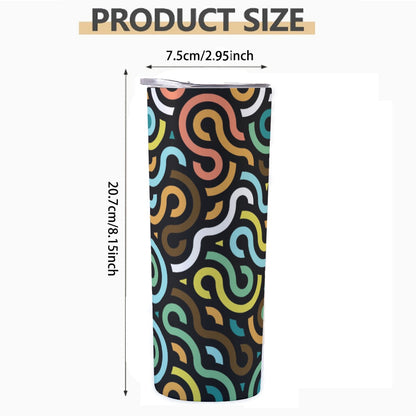 Retro Squiggles and Circles Pattern - Custom 20OZ Straight Cup With Sliding Lid