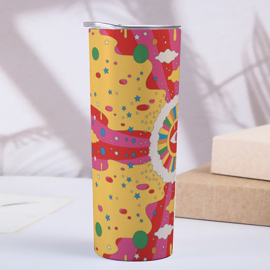 Retro Psychedelic Swirl Pattern - Custom 20OZ Straight Cup With Sliding Lid