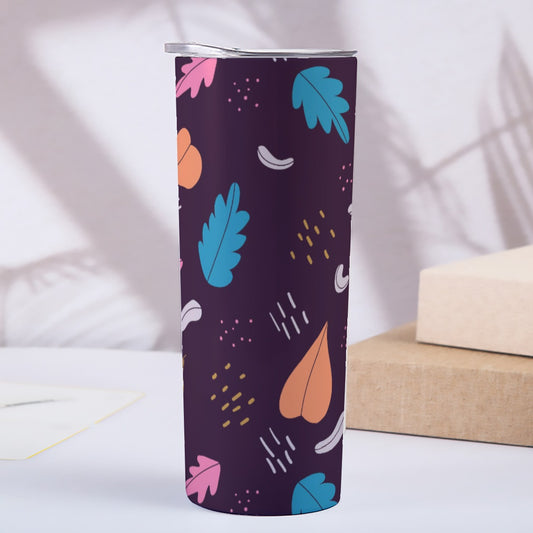 Dark Tropical Leaves Pattern - Custom 20OZ Straight Cup With Sliding Lid