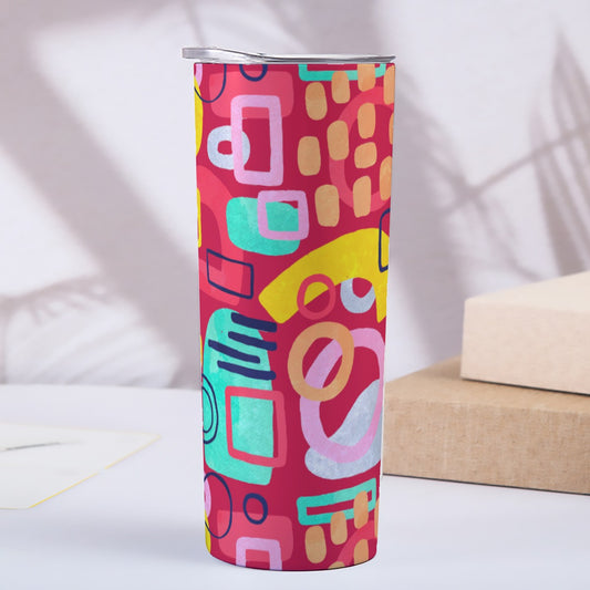 Red Pop Art Retro Pattern - Custom 20OZ Straight Cup With Sliding Lid