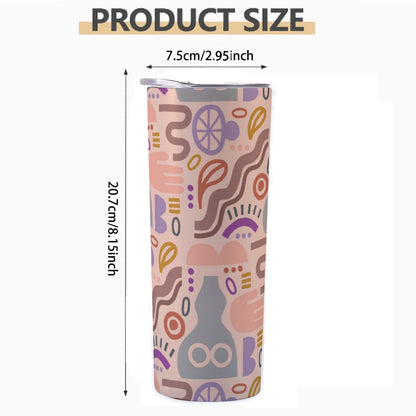 Muted Tones Abstract Pottery - Custom 20OZ Straight Cup With Sliding Lid
