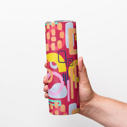 Red Pop Art Retro Pattern - Custom 20OZ Straight Cup With Sliding Lid